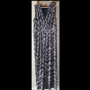 AB Studio Sleeveless Elegant Navy and White Chevron Pants Romper NWOT! Size XL